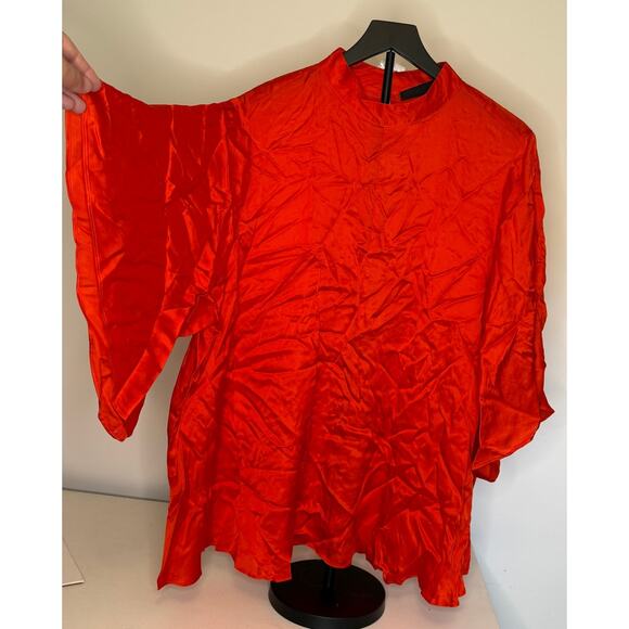 Lane Bryant Silky Satin Bat Wing Women's Shirt New with tags Red 24 - Picture 1 of 4